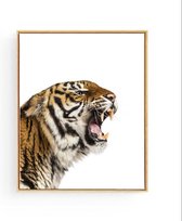 Poster Safari Tijger Brul  - 80x60cm - Safari Jungle Dieren - Muurdecoratie