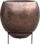 Maxim vaas taupe zilver 48cm breed | Grote bloempot op pootjes taupe zilver metallic | brede vazen plantenbak﻿