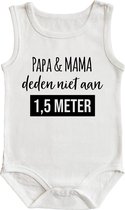 Romper - papa & mama deden niet aan 1,5 meter - maat: 50/56 - kapmouw - baby - corona - rompertjes baby - rompertjes baby met tekst - rompers - rompertje - rompertjes - stuks 1 - w