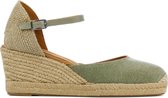 Unisa Vrouwen Leren   Espadrilles / Damesschoenen - Plateauhak - Gesp sluiting -  Caseres - Groen - maat 41