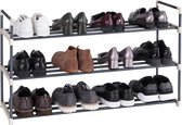Songmics / Vasagle schoenenrek - 3 niveaus - Max. 15 paar Schoenen - Metaal - Grijs - 92 x 30 x 54 cm