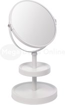 Make-Up Spiegel - Scheerspiegel - Salonspiegel - Incl. Sieraden-rek/Sieraden-display - 3x Vergrotende werking - Wit