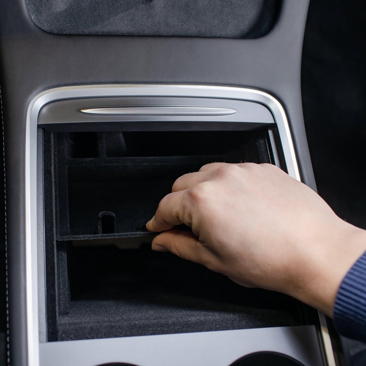 KKmoon Boîte de rangement pour accoudoir de voiture boîte pour gants antidérapante double couche convient pour Tesla Model 3 2018-2019 organiseur de voiture pour console centrale