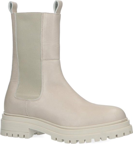 Manfield - Dames - Off white leren chelsea boots - Maat 39