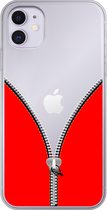 Apple iPhone 11 - Smart cover - Transparant - Rode - Rits