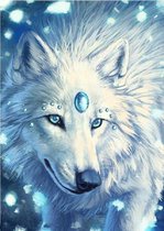 Diamond painting WHITE WOLF - MONA LISA - 40 x 50 cm, ronde steentjes