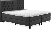 Beddenleeuw Boxspring Bed Tara - 140x220 - Hoofdbord & Pocketvering Matras - Antraciet