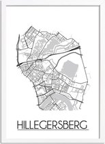 Hilligersberg Plattegrond poster A4 + fotolijst wit (21x29,7cm) - DesignClaudShop