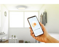 Qnect Slimme Plafondlamp - Wit - Ø17cm - Plafonnière - 12W