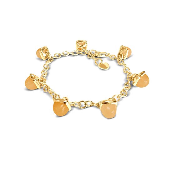 Silventi 9SIL-21130 Bracelet en argent avec pendentifs - Oranje Calcite - pierres précieuses - 19 cm - plaqué or (plaqué or / or sur Argent)
