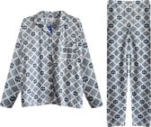 Heren pyjama Grandman geruit grijs/blauw XL