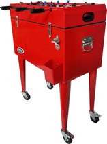 AXI Cooler met Tafelvoetbal Rood - Koeler met wielen - 65L inhoud - Koelbox met aftapkraan