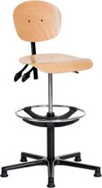 Ergonomische werkstoel bureaustoel NATUR met voetenring en glijders (H) 53 - 78 cm