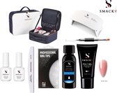 SMACKV® Deluxe Poly Gel Starter Kit - Gellak starter pakket incl. USB UV/LED Lamp - Poly Gel Acryl nagels Nude - Nageltip - Nagelvijl - Slip Solution - Base & Top Coat 15ml - Dual nagel kwast