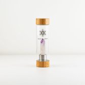 Crystal Spirit - Waterfles met kristal – (NL 2dgn levertijd) – Dreamy Purple - grote edelsteen - hexagon edelsteen – Vera Cruz Amethist - 550ml - edelsteenwater - bamboe