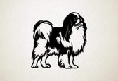 Wanddecoratie - Hond - Japanse Spaniel - Chin 1 - S - 46x45cm - Zwart - muurdecoratie - Line Art