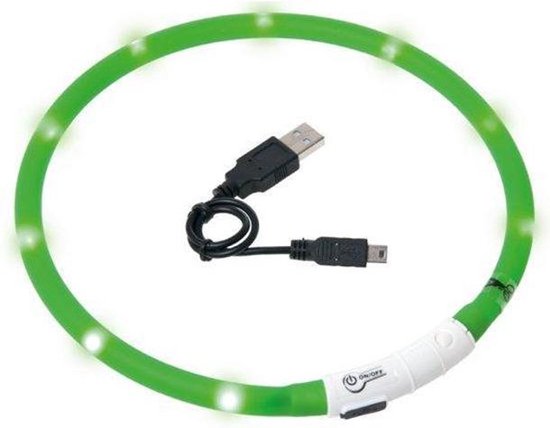 LED Lichtgevende halsband - USB oplaadbare Honden / katten halsband Groen 20 - 70 CM | bol.com