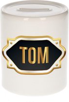 Tom naam cadeau spaarpot met gouden embleem - kado verjaardag/ vaderdag/ pensioen/ geslaagd/ bedankt