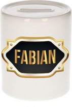 Fabian naam cadeau spaarpot met gouden embleem - kado verjaardag/ vaderdag/ pensioen/ geslaagd/ bedankt