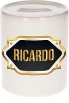 Ricardo naam cadeau spaarpot met gouden embleem - kado verjaardag/ vaderdag/ pensioen/ geslaagd/ bedankt
