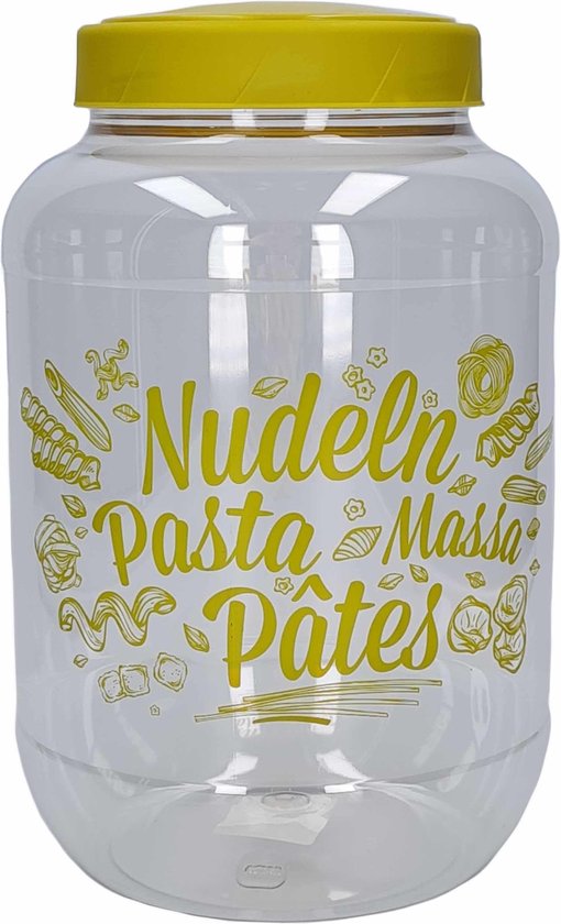 Pasta voorraadpot/bewaarpot groene deksel 3700 ml kunststof 15,5 x 25