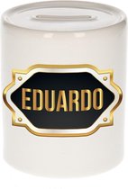 Eduardo naam cadeau spaarpot met gouden embleem - kado verjaardag/ vaderdag/ pensioen/ geslaagd/ bedankt