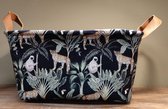 Opbergmand Velvet Botanisch Dierenprint Large Zwart