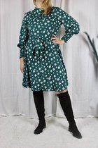 Groen kleedje - groene jurk met bloemen motief Maat XL tot 4XL