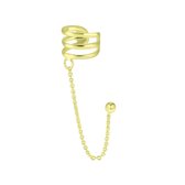 Gold plated ear cuff zilver met ketting en oorsteker | oorklem dames zilver | chain Ear Studs | zilverana | Sterling 925 Silver
