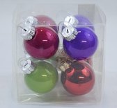 Kleine kerstbal set 8 stuks: kitch-kleuren: Ø 4 cm: glas