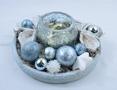 Kerststuk ZoeZo Design, IJsblauw: 8 x Ø 20 cm
