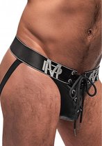 Lace Up Jock - Black - S/M - Maat S/M - Lingerie For Him - black - Discreet verpakt en bezorgd