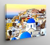 Canvas Cities of Colors Aquarel Santorini - 80x60cm