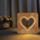 Lampe de table / veilleuse en bois - LED - Figure de coeur