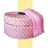 Nusa Originals - Rotan Sieradendoosje met Kwastjes - Fairtrade - Duurzaam - 13cmx7cm - Roze