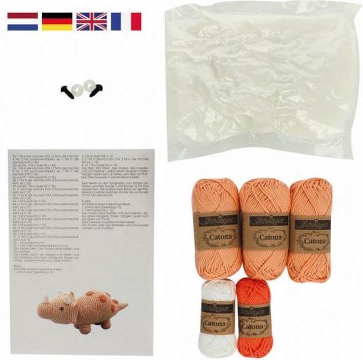 Hardicraft Triceratops Haakpakket - Haken - DIY - Voor Volwassenen - Knuffels - Haakpakketten — afbeelding 7