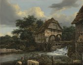 Jacob van Ruisdael, Twee watermolens en een open sluis, 1653 op canvas, afmetingen van dit schilderij zijn 60 X 100 CM