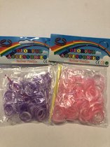 colorful accessories - loom bandjes- 2 zakjes - doorzichtig en paars en roze