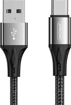 Sterke USB-C naar USB kabel - 1 Meter - Zwart - Braided - data & oplaadkabel - Samsung/ Huawei/ Oppo/ Xiaomi USB-C kabel - Stevige USB kabel