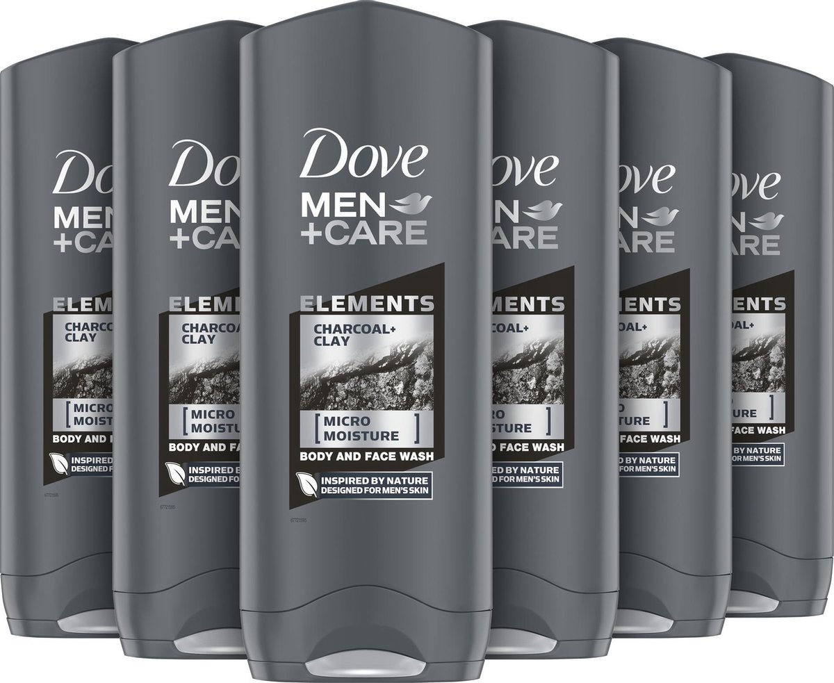 Dove Men+Care Douchegel Man Charcoal & Clay - 6 x 250 ml - Voordeelverpakking