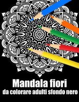 Mandala fiori da colorare adulti sfondo nero