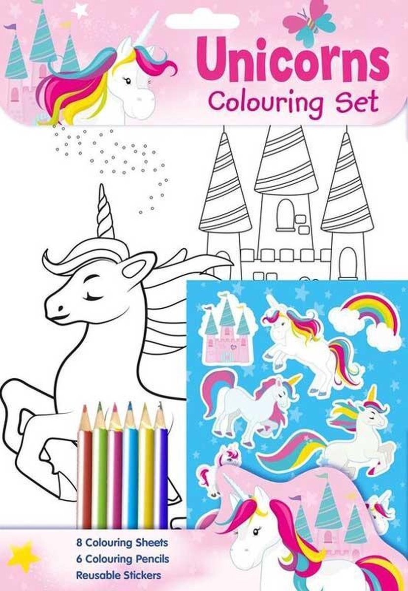Tekenset ''Unicorn'' | Eenhoorn Kleurplaten kleurpotloden en stickers | Tekenen voor meisjes | Kleurboek meisjes | Speelgoed voor meisjes |Knutselen meisjes | Knutselen | Tekenen | Kleuren | Stickers | Kleurpotloden | Stiften | Tekenset voor kinderen