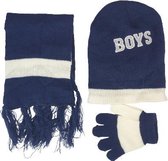 Muts Sjaal Handschoenen Set IAN - Blauw / Wit - Jongens