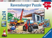Ravensburger puzzel Bouwplaats en wedstrijd - 2 x 24 stukjes - kinderpuzzel