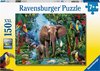 foto van Ravensburger puzzel Olifanten in de jungle - Legpuzzel - 150XXL stukjes