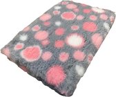 Vetbed - Dierenmat - Dierenkleed - Hondendeken - Circles Licht Roze Grijs Wit - latex anti-slip 100 x 75 cm - Machine wasbaar