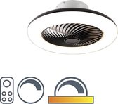 QAZQA clima - Design LED Dimbare Plafondventilator met lamp met Dimmer - 1 lichts - Ø 550 mm - Zwart - Woonkamer | Slaapkamer | Keuken