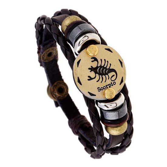 Bracelet cuir signe du zodiaque Scorpion 4076
