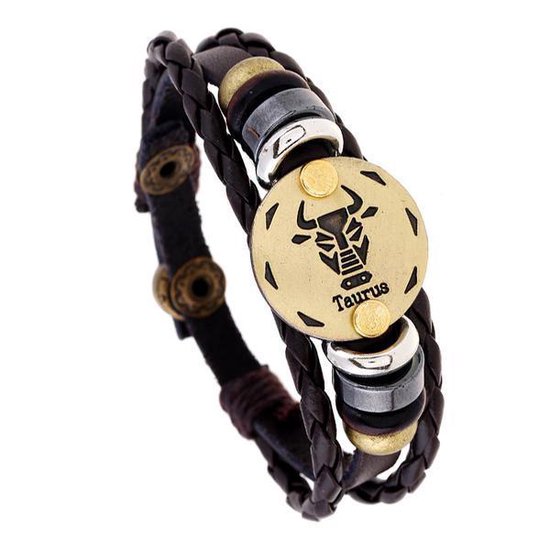 Bracelet cuir signe du zodiaque Taureau 4083