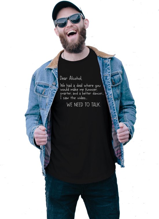 T-shirt Dear Alcohol - Homme - Taille XL - Zwart